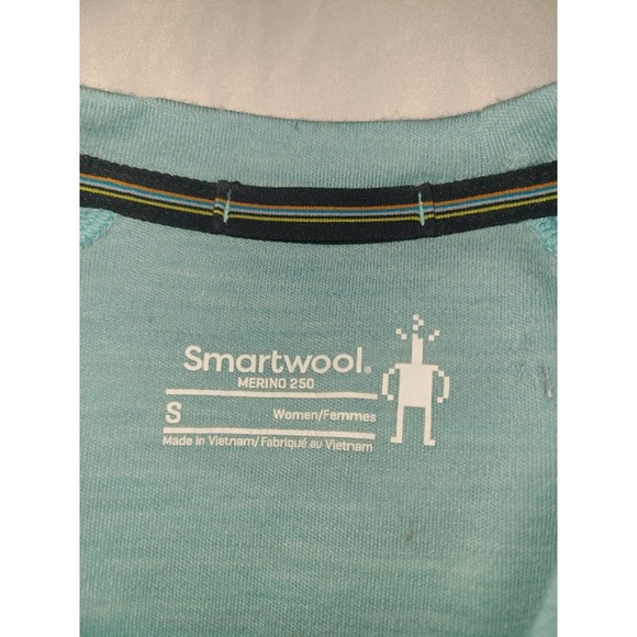 Smartwool Merino Wool 250 Base Layer Shirt Womens Small Teal Hole READ - Picture 4 of 16